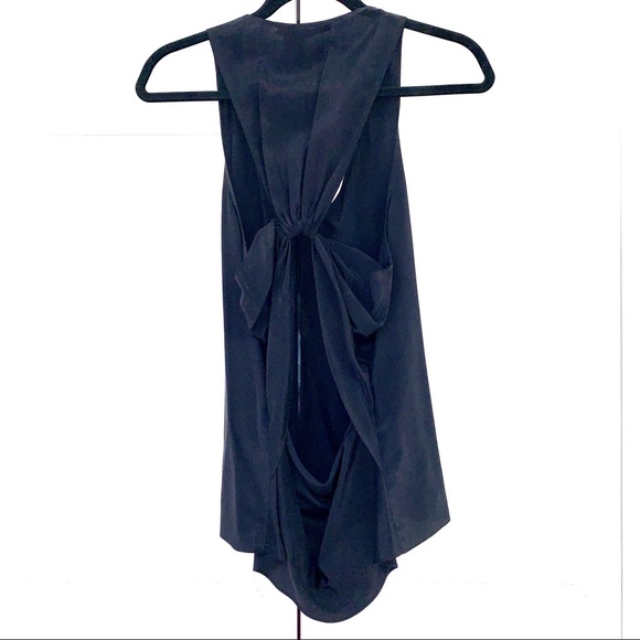 Jay Godfrey Black Silk Tank Top with Twisted Back - Picture 5 of 11